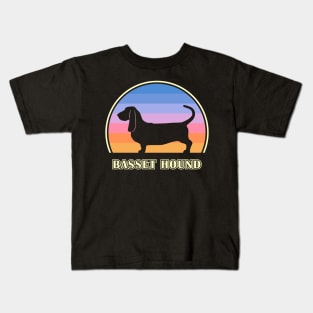 Basset Hound Vintage Sunset Dog Kids T-Shirt